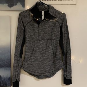 Lululemon Heathered Grey and Black Quarter Zip